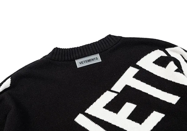Vetements Oversized Logo Knit Sweater Black - 16