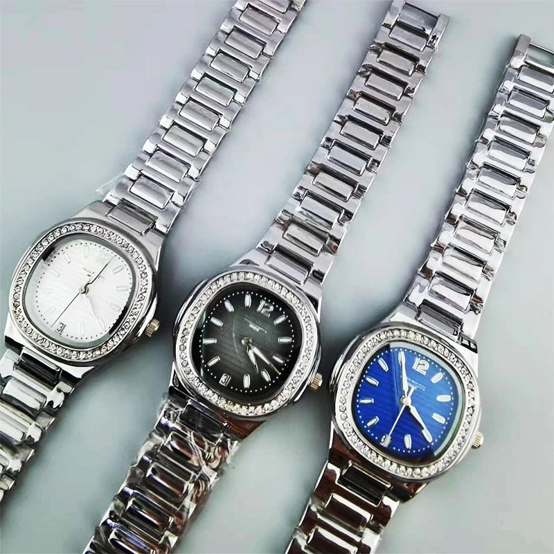 Design Octagonal Blue Dial Crystal-Bezel Stainless Steel Watch Watches - 2