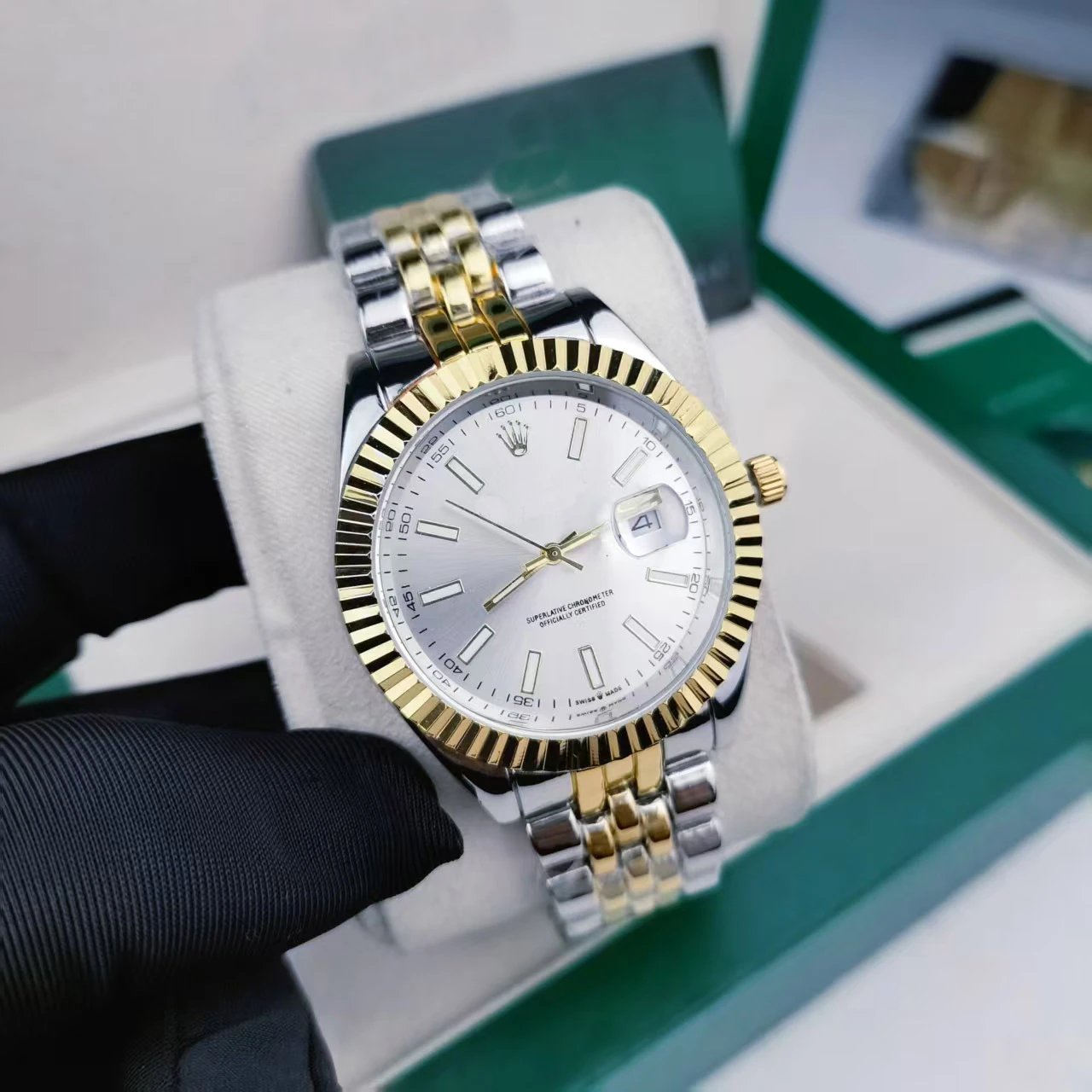 Rolex Datejust Black Dial Diamond Hour Markers Stainless Steel Watch Watches - 9
