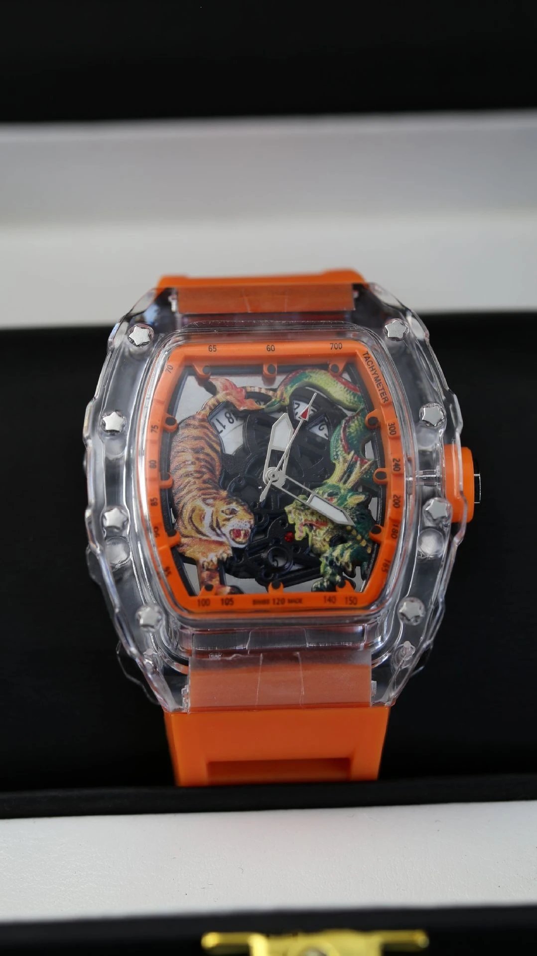 Richard Mille RM 07-04 Tiger and Dragon Orange Transparent Mechanical Watch Watches