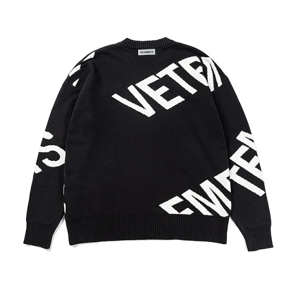 Vetements Oversized Logo Knit Sweater Black - 14