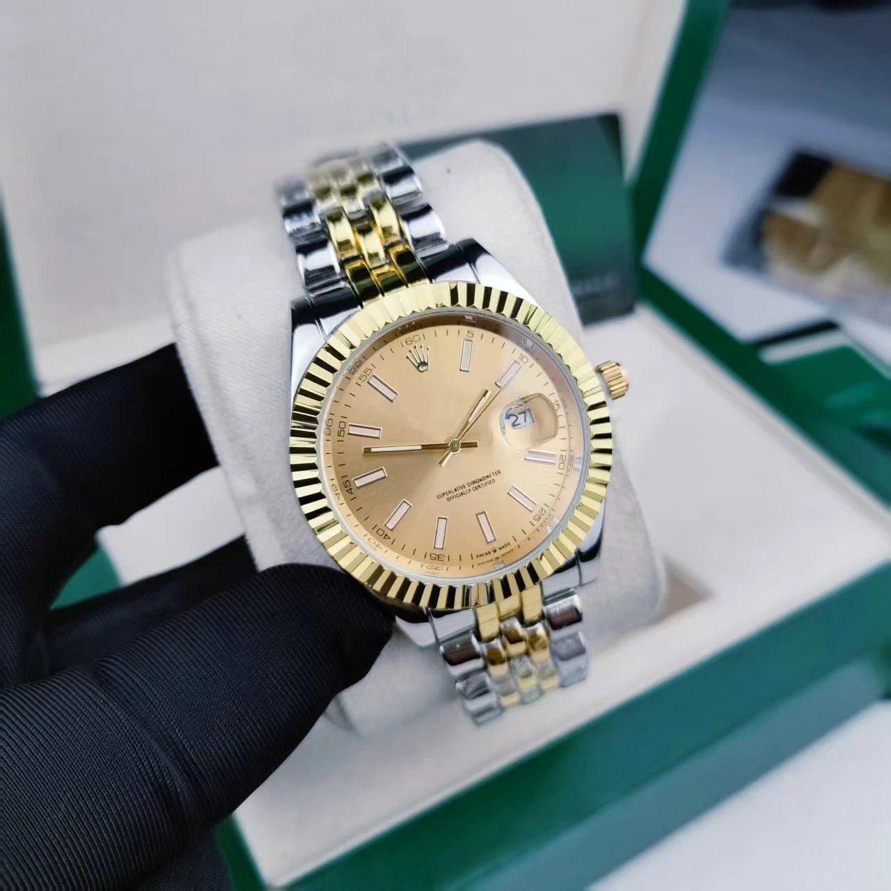 Rolex Datejust Black Dial Diamond Hour Markers Stainless Steel Watch Watches - 10
