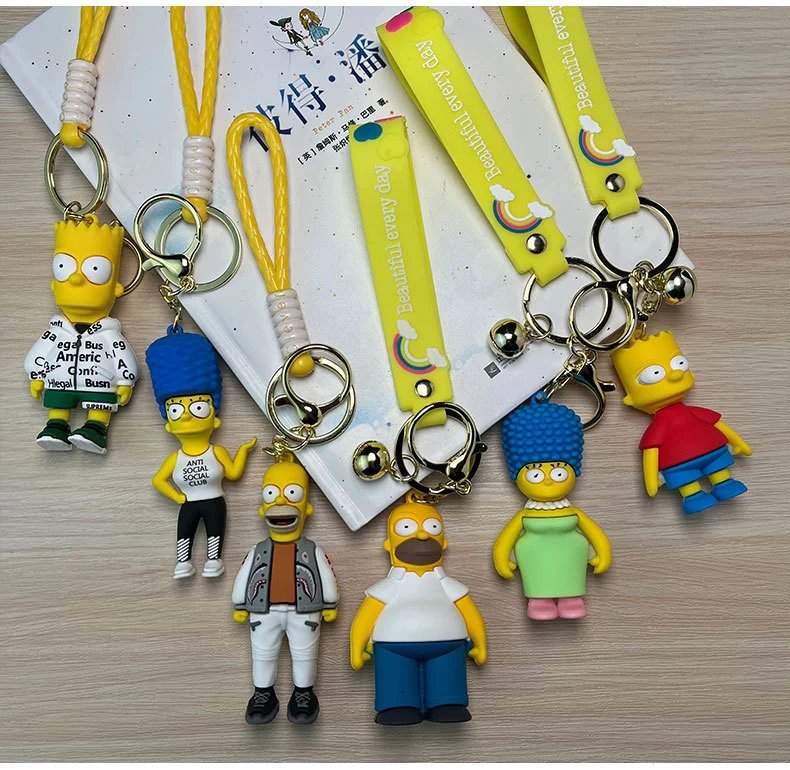 Design The Simpsons Bart Simpson Keychain with Rainbow Strap Yellow Red Blue Accessories - 14
