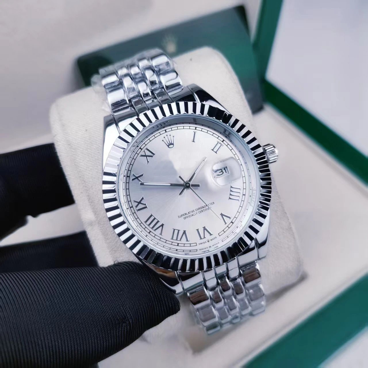 Rolex Datejust Black Dial Diamond Hour Markers Stainless Steel Watch Watches - 13