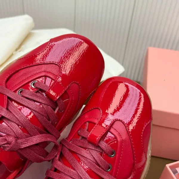 Prada Re-Nylon Sneakers Red Patent Leather - 12