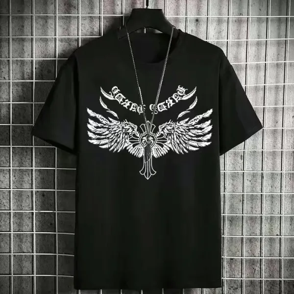 Design Winged Cross Graphic White T-Shirt - 7