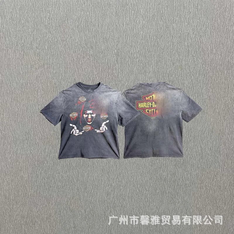 Harley-Davidson Graphic Print Distressed Gray T-Shirt
