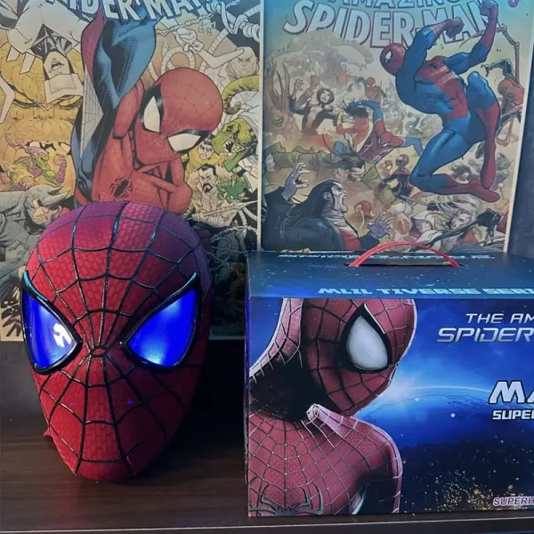 Design Spider-Man LED Mask Red Blue Cosplay Helmet Accessories - 1