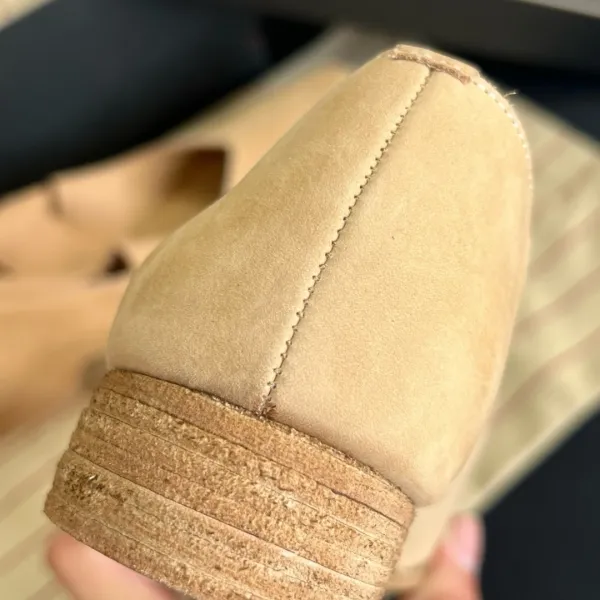 Design Square-Toe Ballet Flats Beige Suede Shoes Casual Shoes - 12