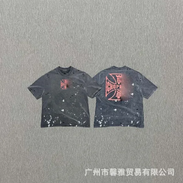 Design Distressed Graphic T-Shirt Gray - 1