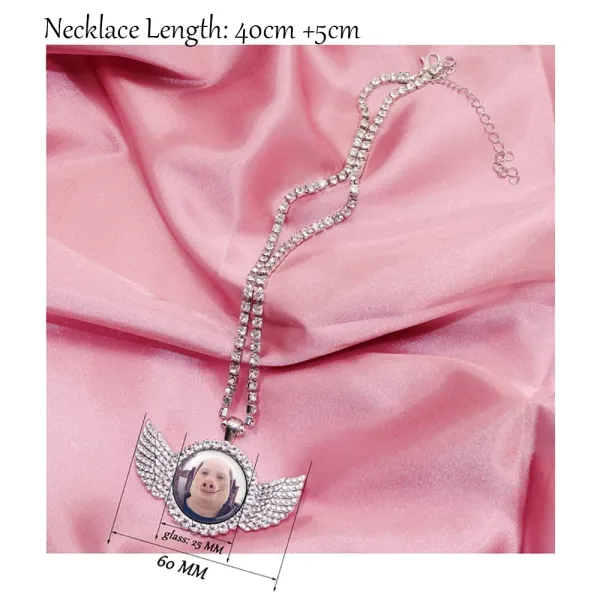 Design Custom Winged Pendant Necklace with Crystal-Encrusted Gold Chain Jewelry - 2