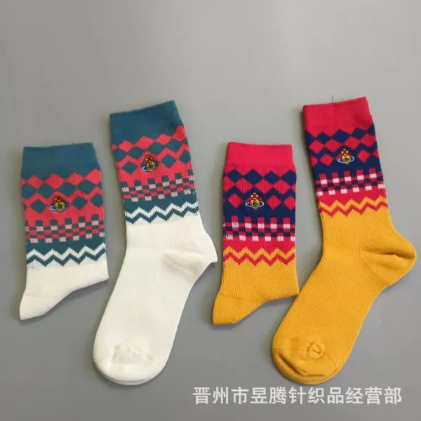 Vivienne Westwood Fair Isle Knit Sock Black / Gray / Red - 6