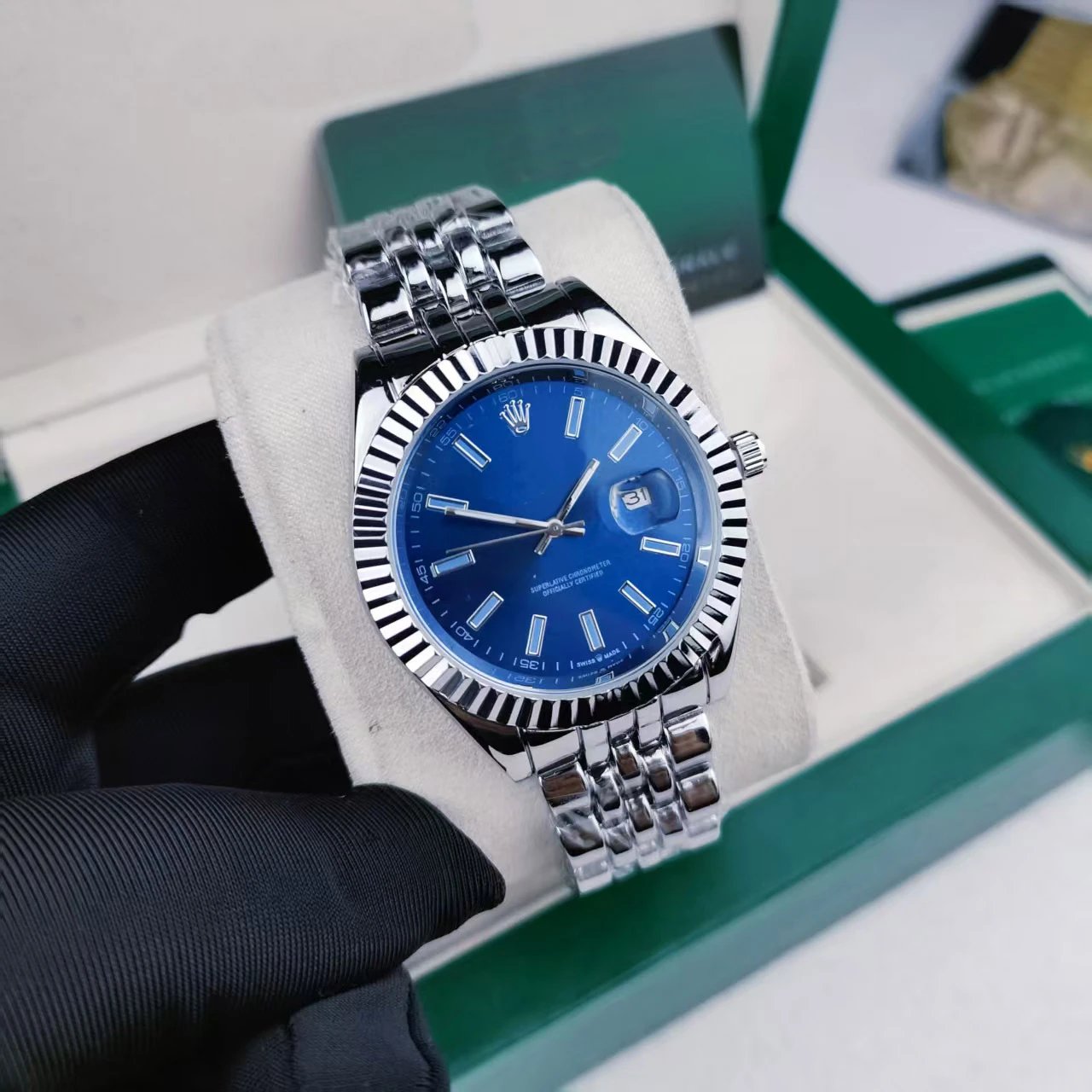 Rolex Datejust Black Dial Diamond Hour Markers Stainless Steel Watch Watches - 4