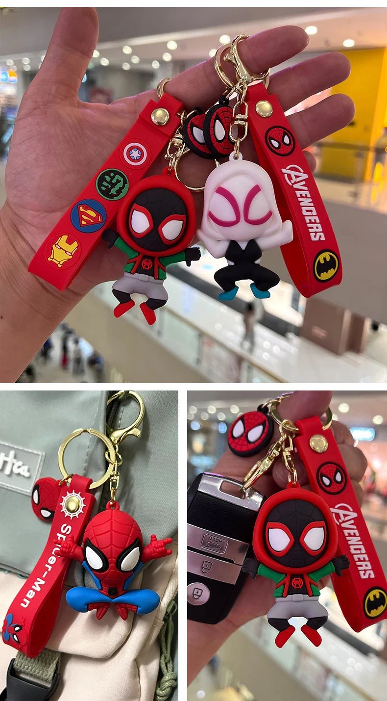 Design Marvel Spider-Gwen Keychain with Superhero Badge Strap Red Multicolor Accessories - 13