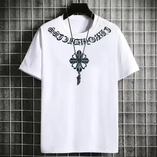 Design Winged Cross Graphic White T-Shirt - 2