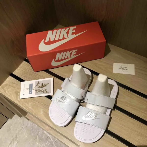 Nike Benassi JDI White Silver Slide Sandals Slippers - 1