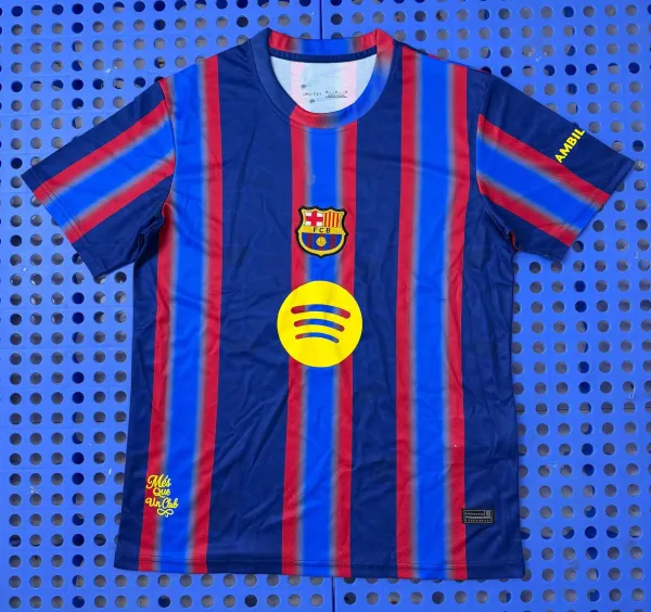 FC Barcelona x Spotify 2024 Home Jersey Blue Red Striped Football Jersey - 1