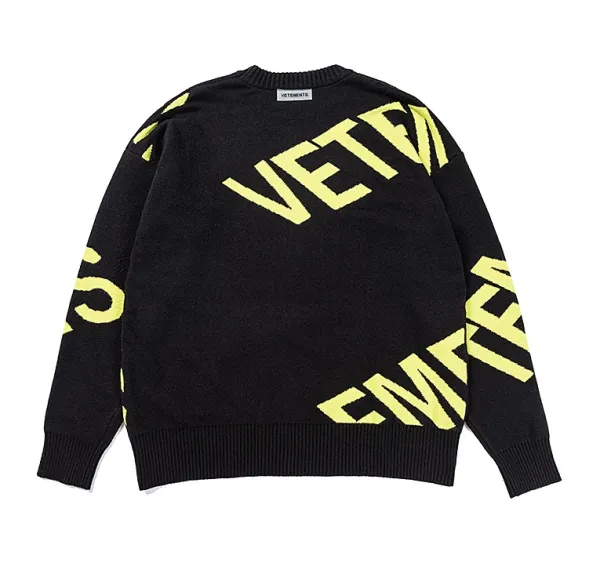 Vetements Oversized Logo Knit Sweater Black - 12