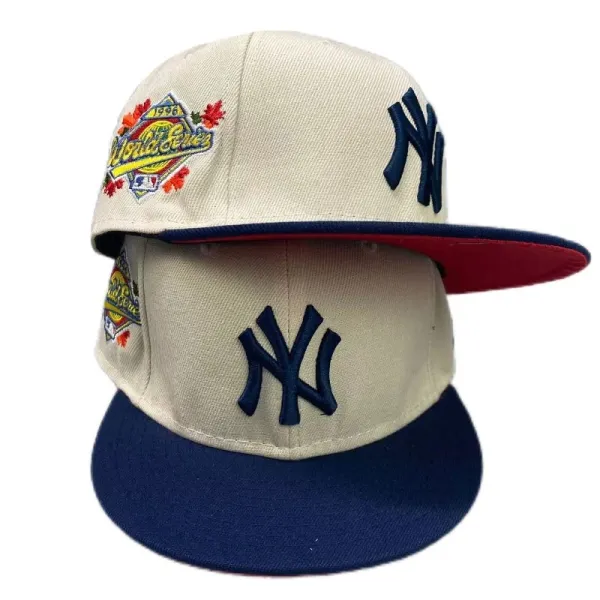 New York Yankees 1996 World Series Snapback Cap Beige / Navy / Red Hats - 1