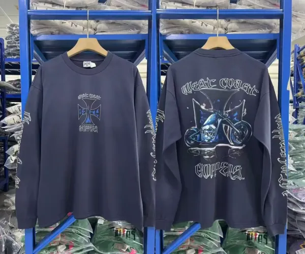 Design West Coast Choppers Long Sleeve Graphic Tee Navy T-Shirts - 1