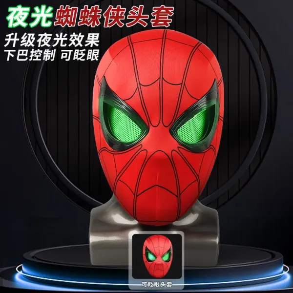 Design Spider-Man Glow Mask Red with Green LED Eyes Headpiece Accessories - 1
