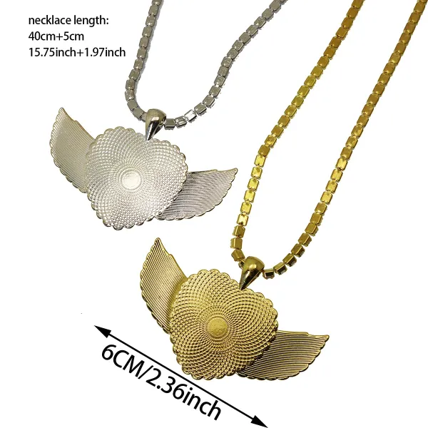 Design Custom Winged Pendant Necklace with Crystal-Encrusted Gold Chain Jewelry - 3