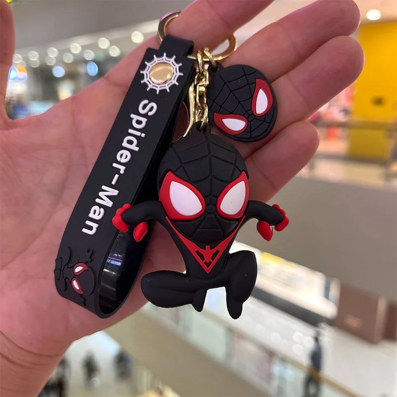 Design Spider-Man Miles Morales Keychain Black Red Silicone Charm Accessories - 1