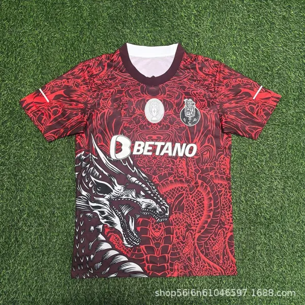 FC Barcelona FC Porto x Betano Dragon Print Jersey Red Jersey - 1