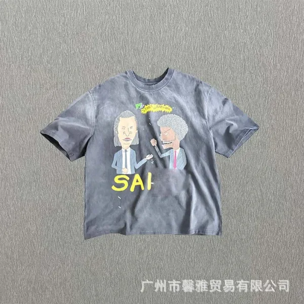 Design Distressed Galaxy Print T-Shirt Black Blue - 20