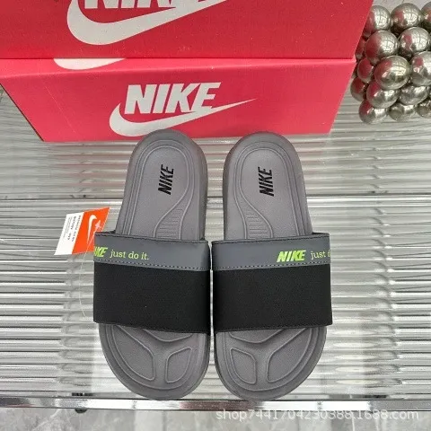 Nike Just Do It Slide Sandals Gray / Black Slippers - 1
