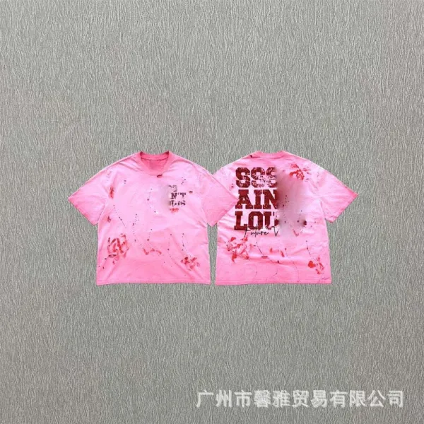 Design Blood Splatter Graphic T-Shirt Pink - 1