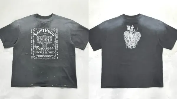 Design Sainthood Fearless Unhinged Graphic T-Shirt Charcoal Gray T-Shirts - 1
