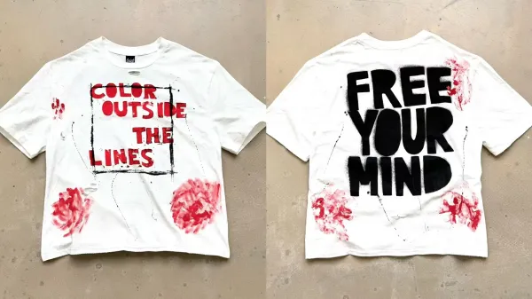 Saint Tears Color Outside the Lines x Free Your Mind Distressed Graphic T-Shirt White - 1