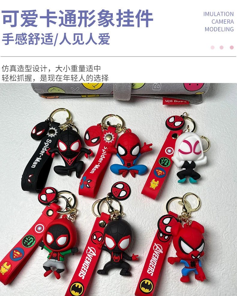 Design Marvel Spider-Gwen Keychain with Superhero Badge Strap Red Multicolor Accessories - 7