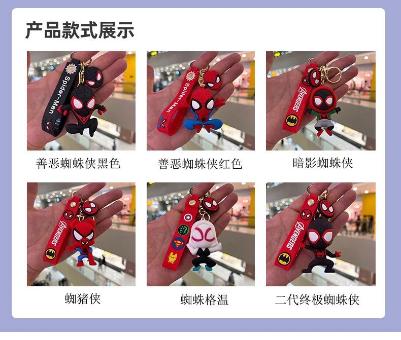 Design Marvel Spider-Gwen Keychain with Superhero Badge Strap Red Multicolor Accessories - 11