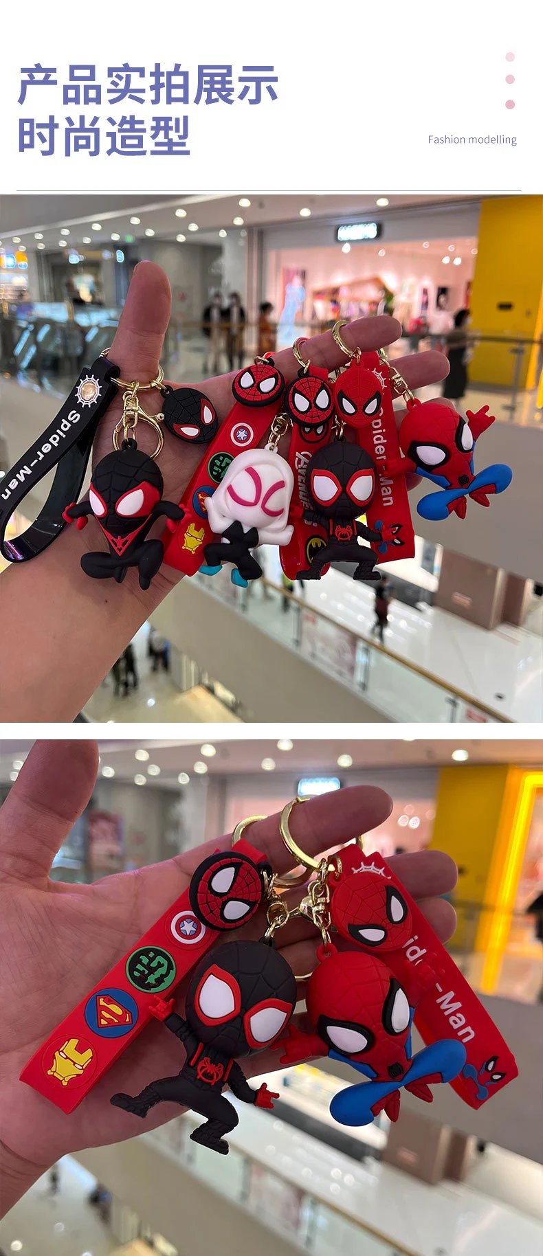 Design Marvel Spider-Gwen Keychain with Superhero Badge Strap Red Multicolor Accessories - 12