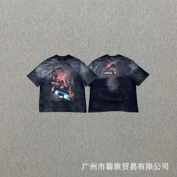 Design Distressed Galaxy Print T-Shirt Black Blue - 13