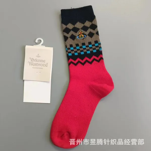 Vivienne Westwood Fair Isle Knit Sock Black / Gray / Red - 7