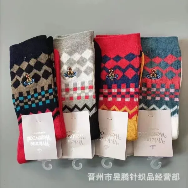 Vivienne Westwood Fair Isle Knit Sock Black / Gray / Red - 5