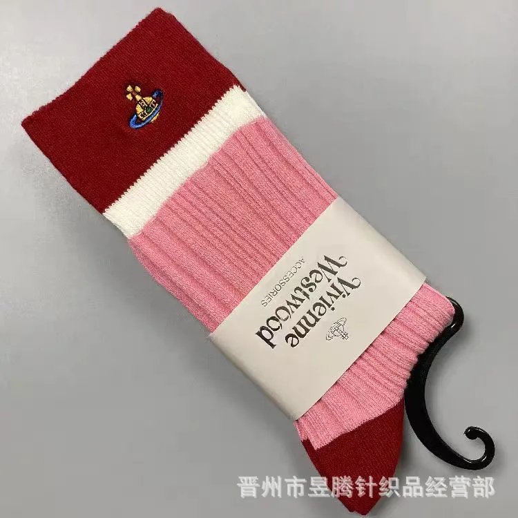Vivienne Westwood Orb Logo Striped Socks Purple Light Blue Green - 6
