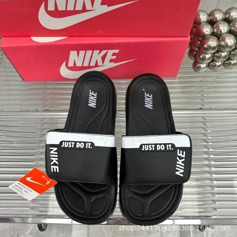 Nike Just Do It Slide Sandals Black / White Slippers - 1
