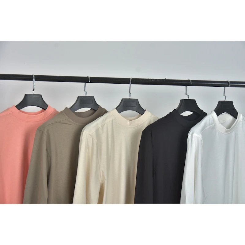 Design Mock Neck T-Shirt Beige - 9