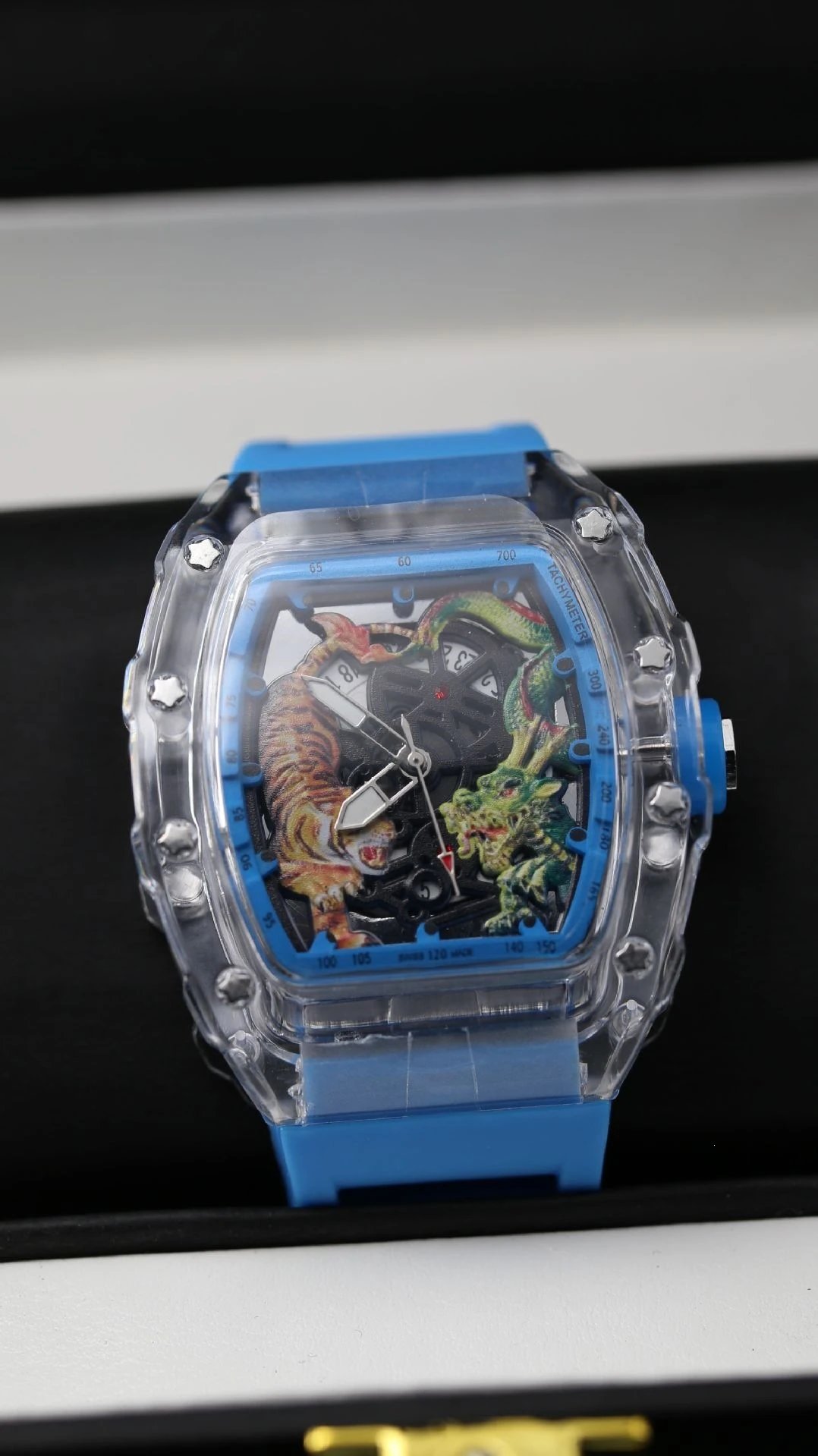 Richard Mille RM 07-04 Dragon and Tiger Limited Edition Blue Transparent Mechanical Watch Watches - 7