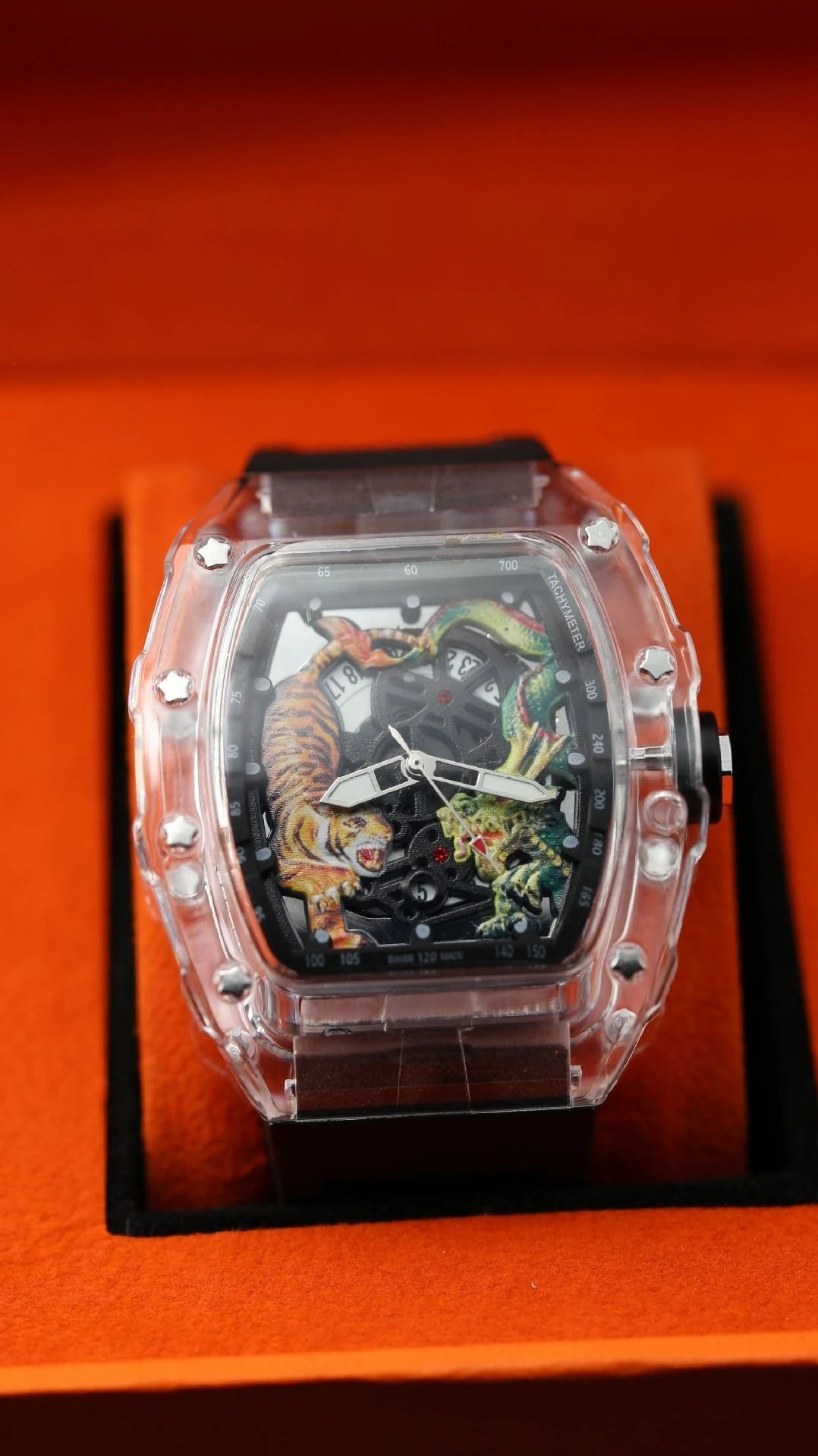 Richard Mille RM 07-04 Dragon and Tiger Limited Edition Blue Transparent Mechanical Watch Watches - 12