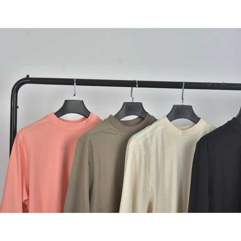 Design Mock Neck T-Shirt Beige - 8