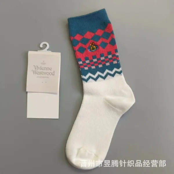 Vivienne Westwood Fair Isle Knit Sock Black / Gray / Red - 8