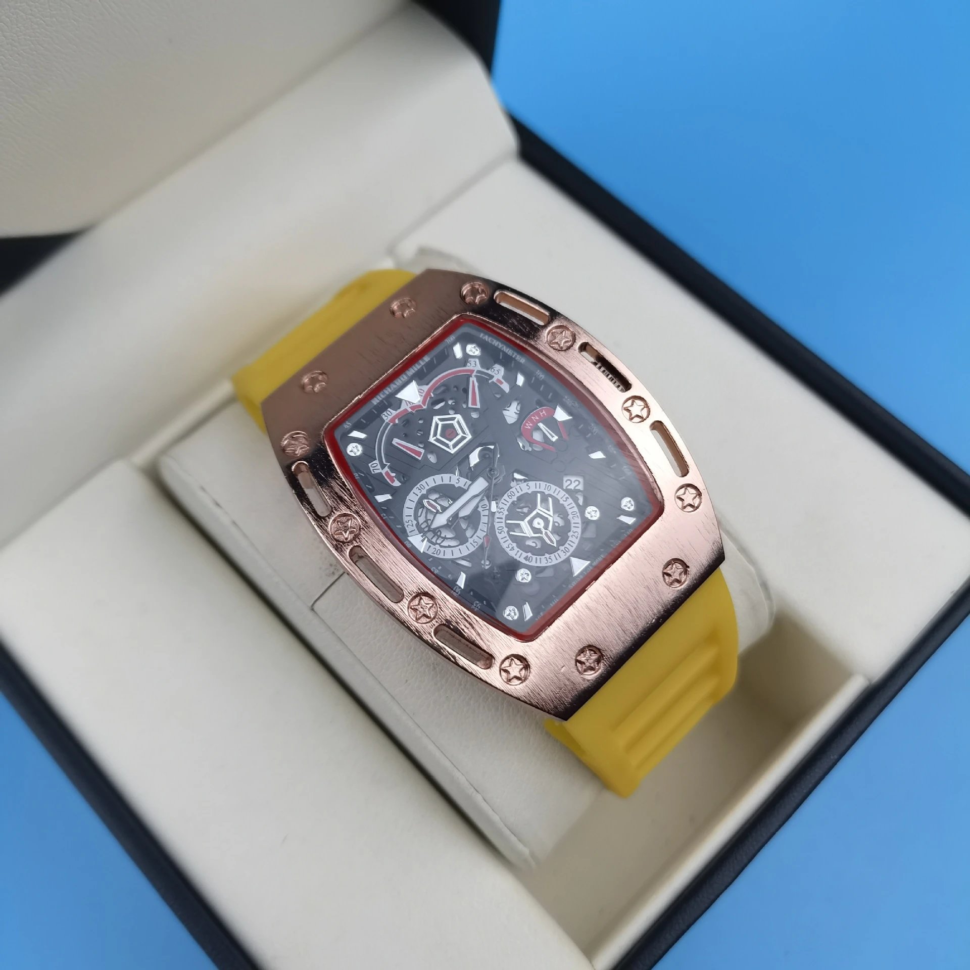Richard Mille RM 011 Chronograph Rose Gold Black Rubber Watch Watches - 5