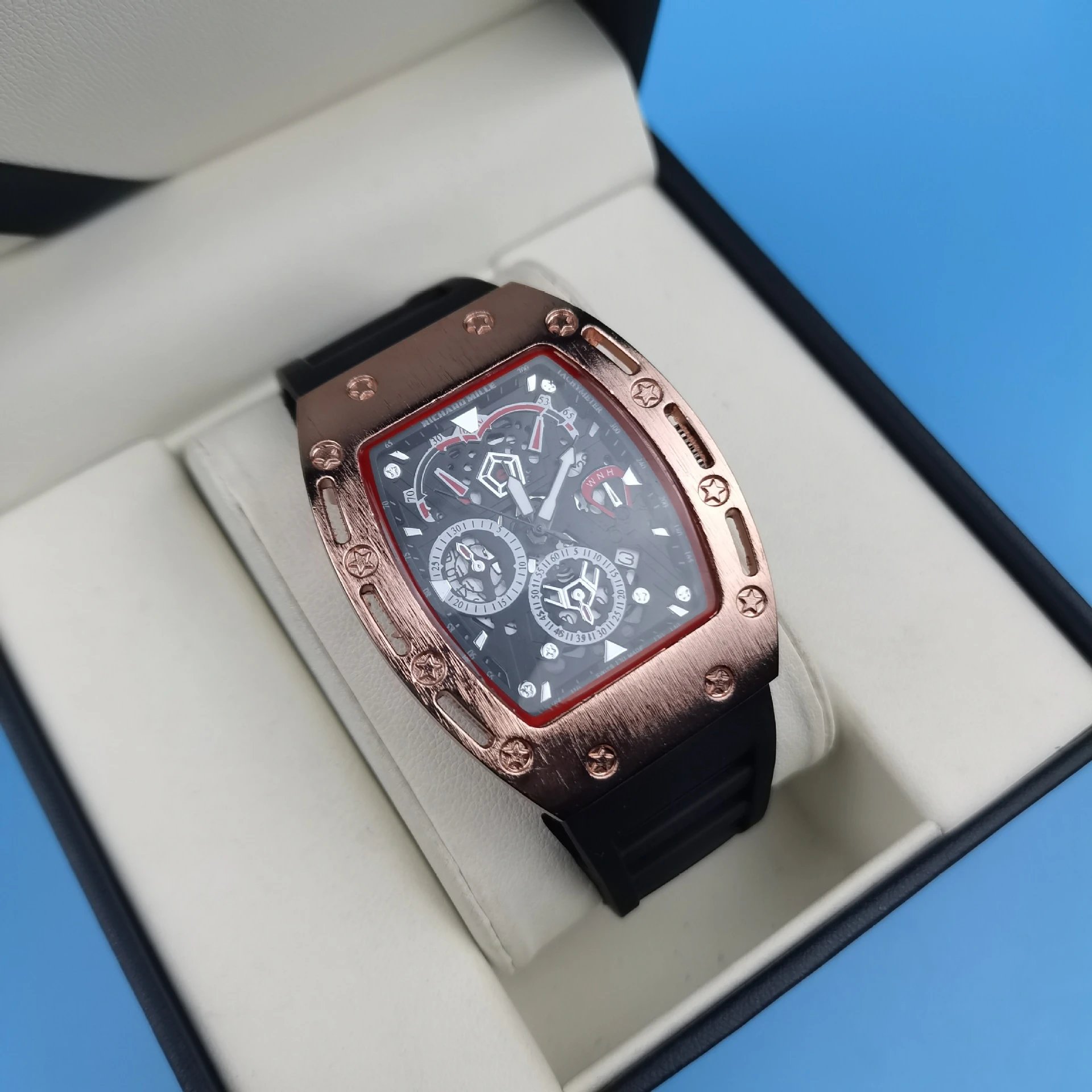 Richard Mille RM 011 Chronograph Rose Gold Black Rubber Watch Watches - 9