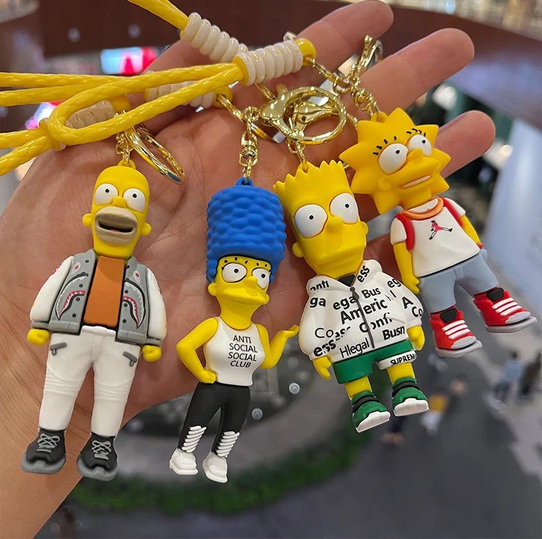 Design The Simpsons Bart Simpson Keychain with Rainbow Strap Yellow Red Blue Accessories - 2