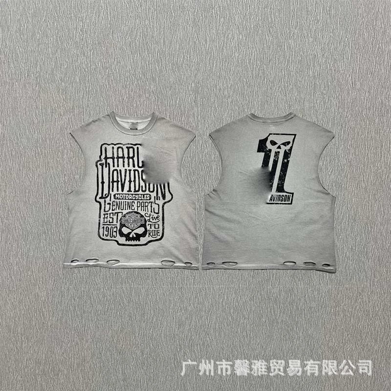 Harley-Davidson Distressed Sleeveless Graphic Tee Gray Vest Top